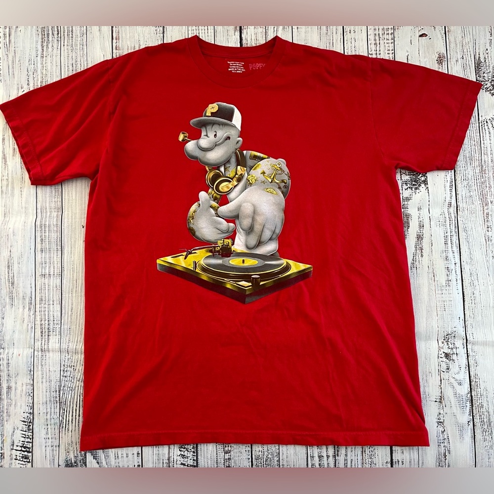 POPEYE the sailor man DJ hip hop bling tattoo tshirt made in USA 100% cotton 3XL